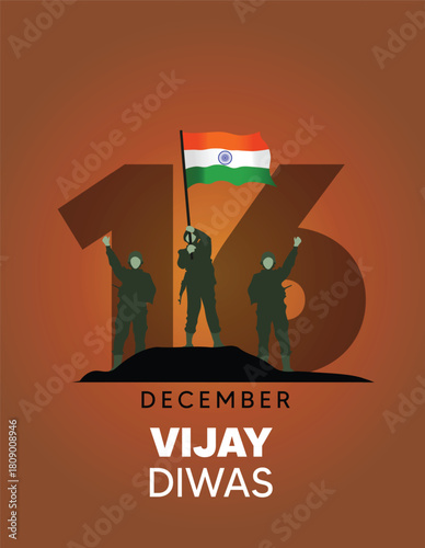 Vijay Diwas tribute featuring soldier silhouettes symbolizing courage, unity, victory, and patriotism