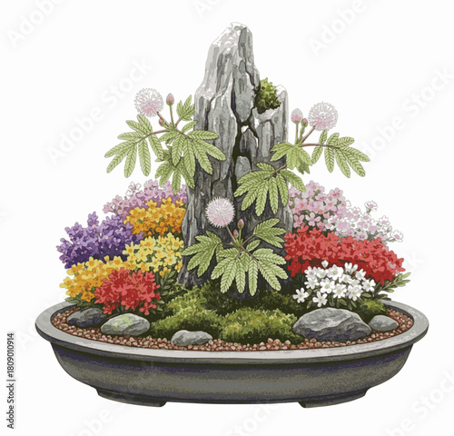 Green Touch Sensitive Plant isolated watercolor vector illustration svg