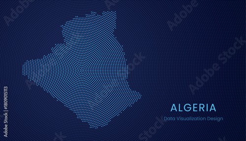 Algeria dotted digital map for data visualization design