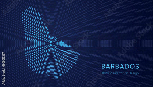 Barbados dotted digital map for data visualization design