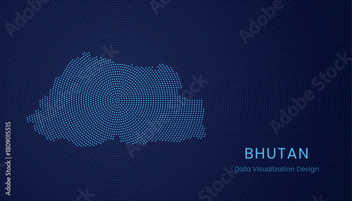 Bhutan dotted digital map for data visualization design