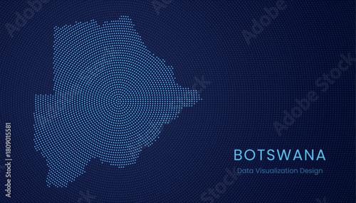 Botswana dotted digital map for data visualization design