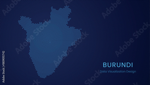 Burundi dotted digital map for data visualization design