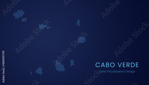 Cabo Verde dotted digital map for data visualization design