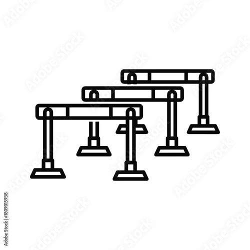 Three hurdles isolated on, vector illustration, sport equipment