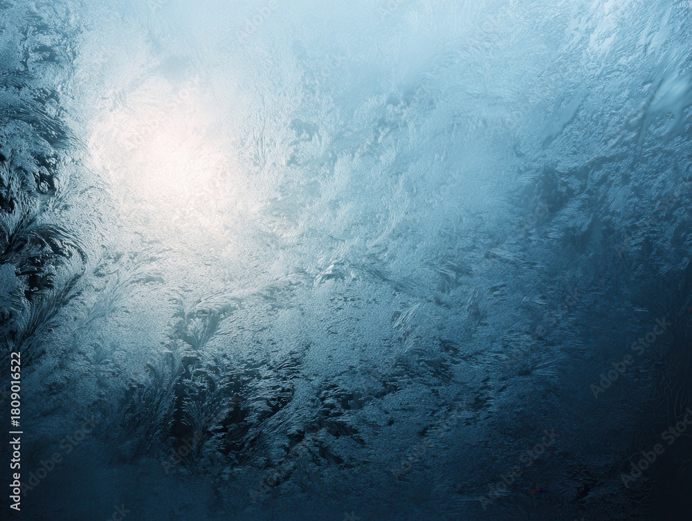 Obraz premium Moody Winter Window with Frost and Condensation in Soft Morning Light