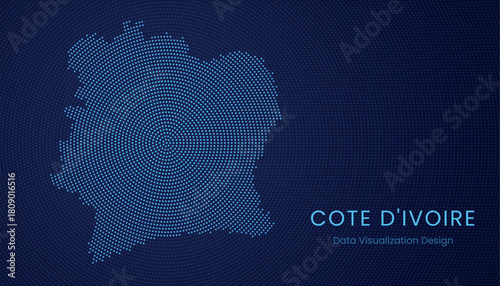 Cote d'Ivoire dotted digital map for data visualization design