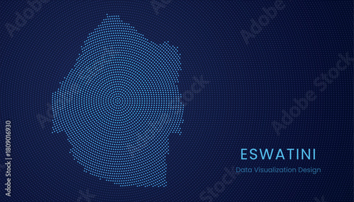 Eswatini dotted digital map for data visualization design