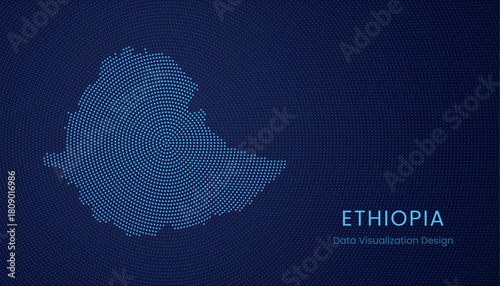 Ethiopia dotted digital map for data visualization design
