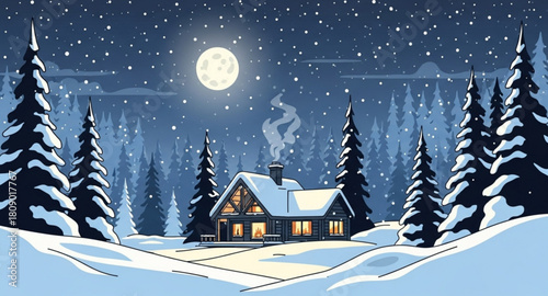 winter landscape with house