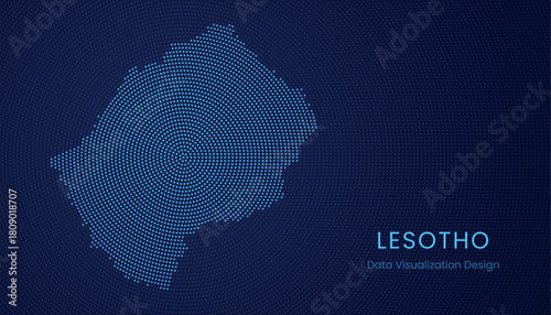 Lesotho dotted digital map for data visualization design