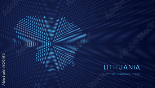Lithuania dotted digital map for data visualization design