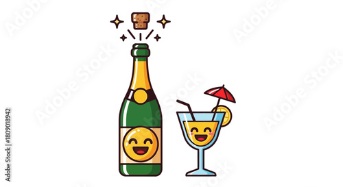 Happy champagne and cocktail celebration