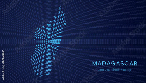 Madagascar dotted digital map for data visualization design