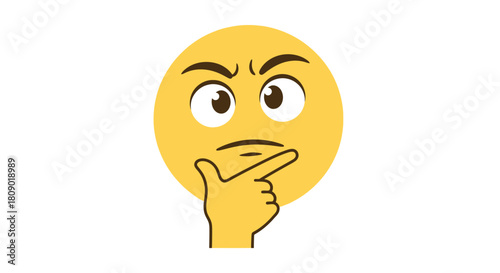 Thinking emoji flat design vector illustration