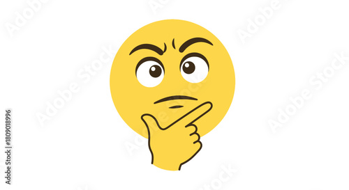 Thinking emoji flat design vector illustration
