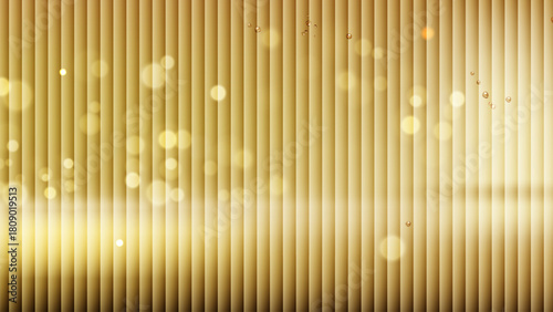 Abstract background of a golden corrugated surface with glowing bokeh lights and a warm, festive atmosphere.