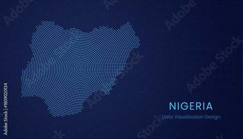 Nigeria dotted digital map for data visualization design