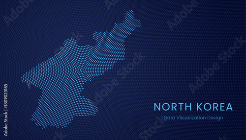 North Korea dotted digital map for data visualization design