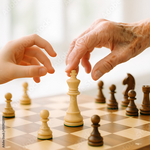hand with chess pieces