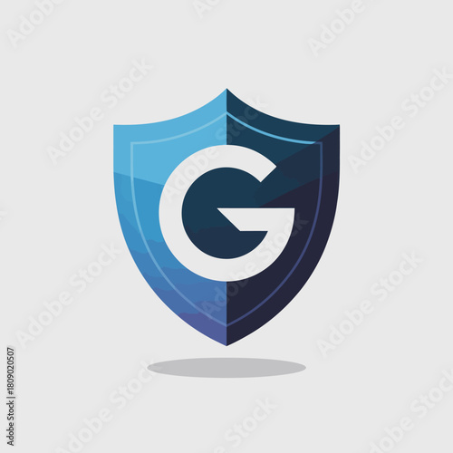 An elegant and modern shield logo with a gradient effect showcasing a prominent letter G, symbolizing security and protection for a trustworthy brand.