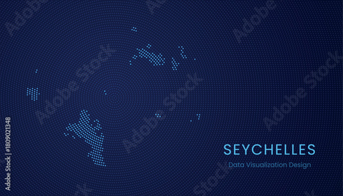 Seychelles dotted digital map for data visualization design