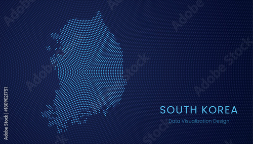 South Korea dotted digital map for data visualization design