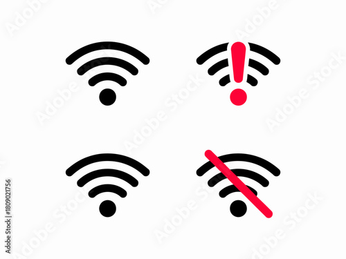 This image showcases various WiFi icons with different connectivity statuses, highlighting the significance of network connections in our daily lives and modern communication.