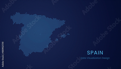 Spain dotted digital map for data visualization design