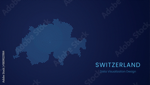 Switzerland dotted digital map for data visualization design