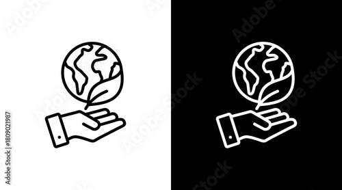 Green Energy White Icon Set Design