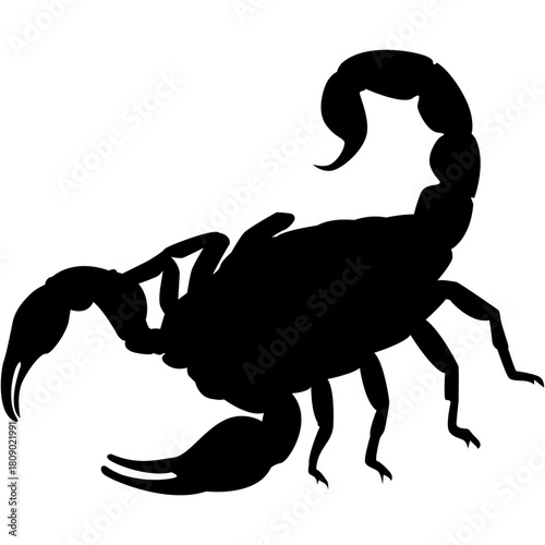 Scorpion Animal Silhouette in Black and White Minimal Vector Style Isolated on White Background for Logos Tattoo Designs Stickers and Graphic Decoration