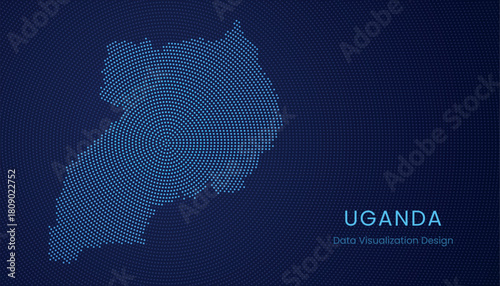 Uganda dotted digital map for data visualization design