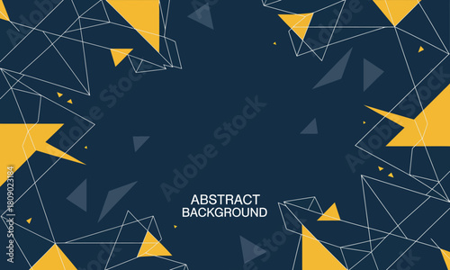 An intriguing abstract background design featuring intersecting triangles and lines in vibrant yellow and navy blue tones, perfect for modern designs and visual compositions.