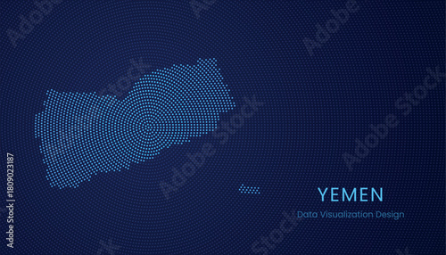 Yemen dotted digital map for data visualization design