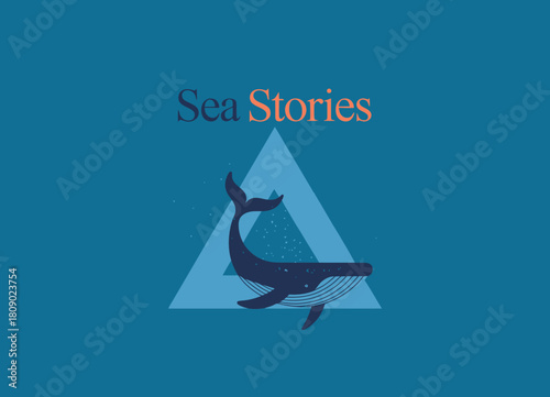 The image features a charming whale icon surrounded by a triangular frame, representing the playful theme of 'Sea Stories' and evokes curiosity about marine adventures and exploration.