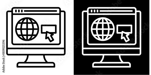 Web Browser Icon Set White Style Collection