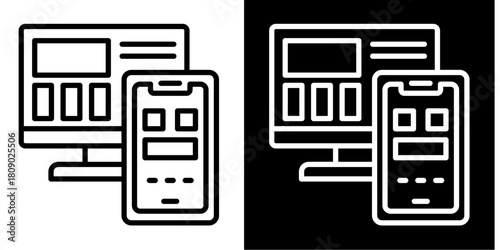 Mobile Layout Icon Set White Style Collection
