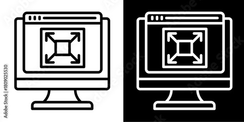 Expand Screen Icon Set White Style Collection