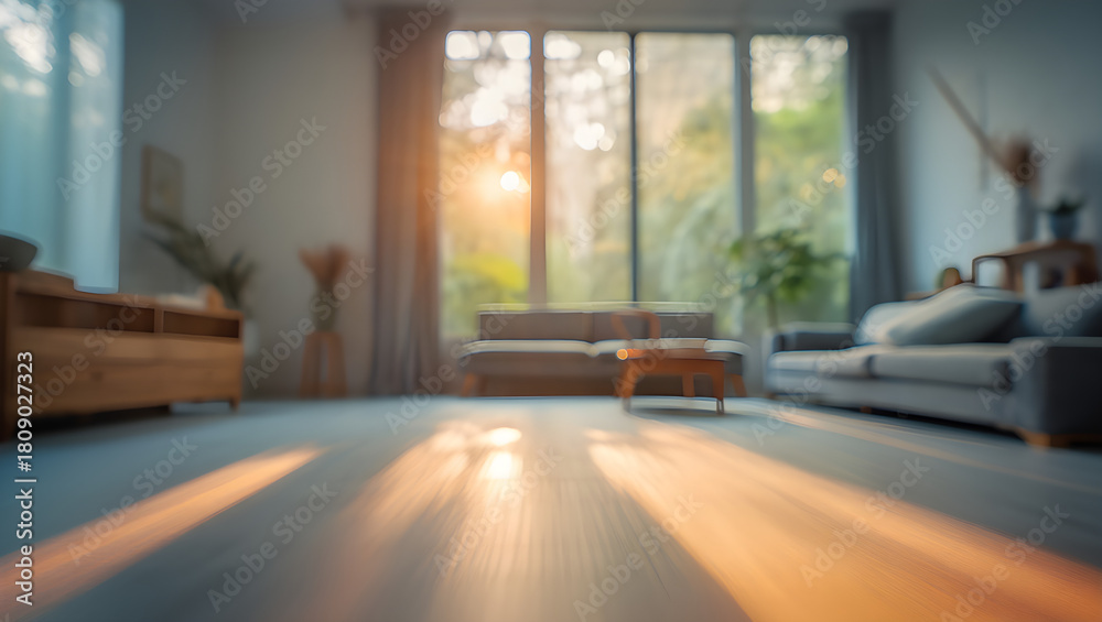 Fototapeta premium Sunlight streaming into a modern living room