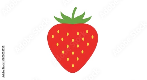 Isolated red strawberry with yellow seeds against a white backdrop