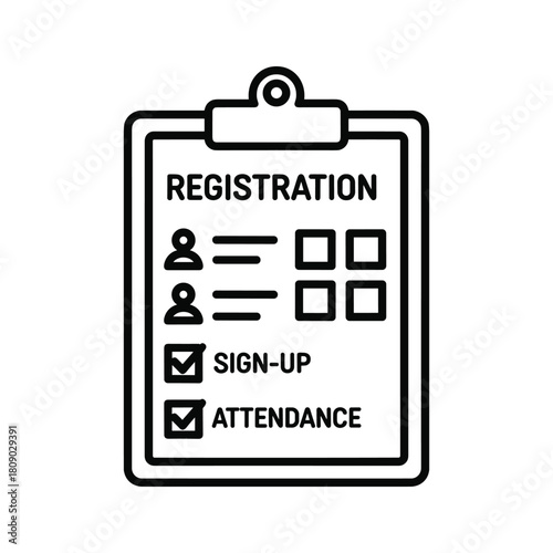 Registration form icon isolated on for sign up and attendance