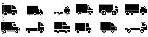 Truck vector icon set. Lorry illustration sign collection. Autotruck symbol or logo. Design for web.