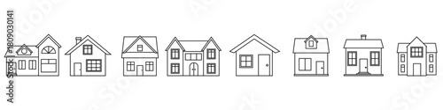 House icon vector set. Home illustration sign collection. Building symbol. Hotel logo. Houses set of web icons. Home for web and mobile app.