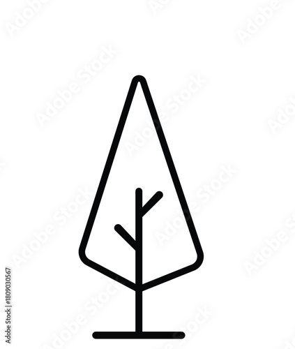 Tree icon safety warning sign with exclamation symbol attention icon isolated on white background