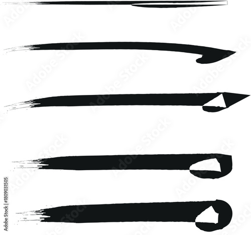 Brush strokes vector set. Paintbrush collection. Grunge design elements sets. Brush texture banners. Painted round, 