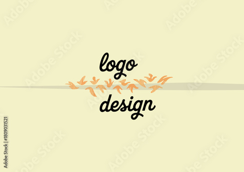 This logo design creatively showcases the phrase 'logo design' with a playful touch, incorporating artistic birds, ideal for graphic or branding projects.