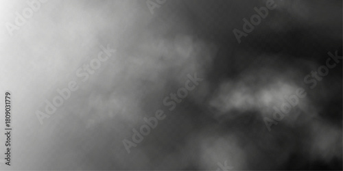 Dark Smoke Fog Overlay on Transparent Background.
