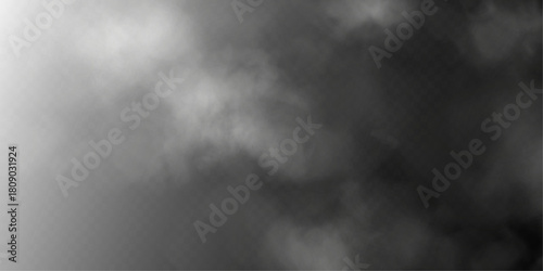 Dark Smoke Fog Overlay on Transparent Background.