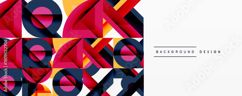 Abstract geometric pattern. Overlapping shapes create vibrant, modern design. Bold colors, dynamic composition.